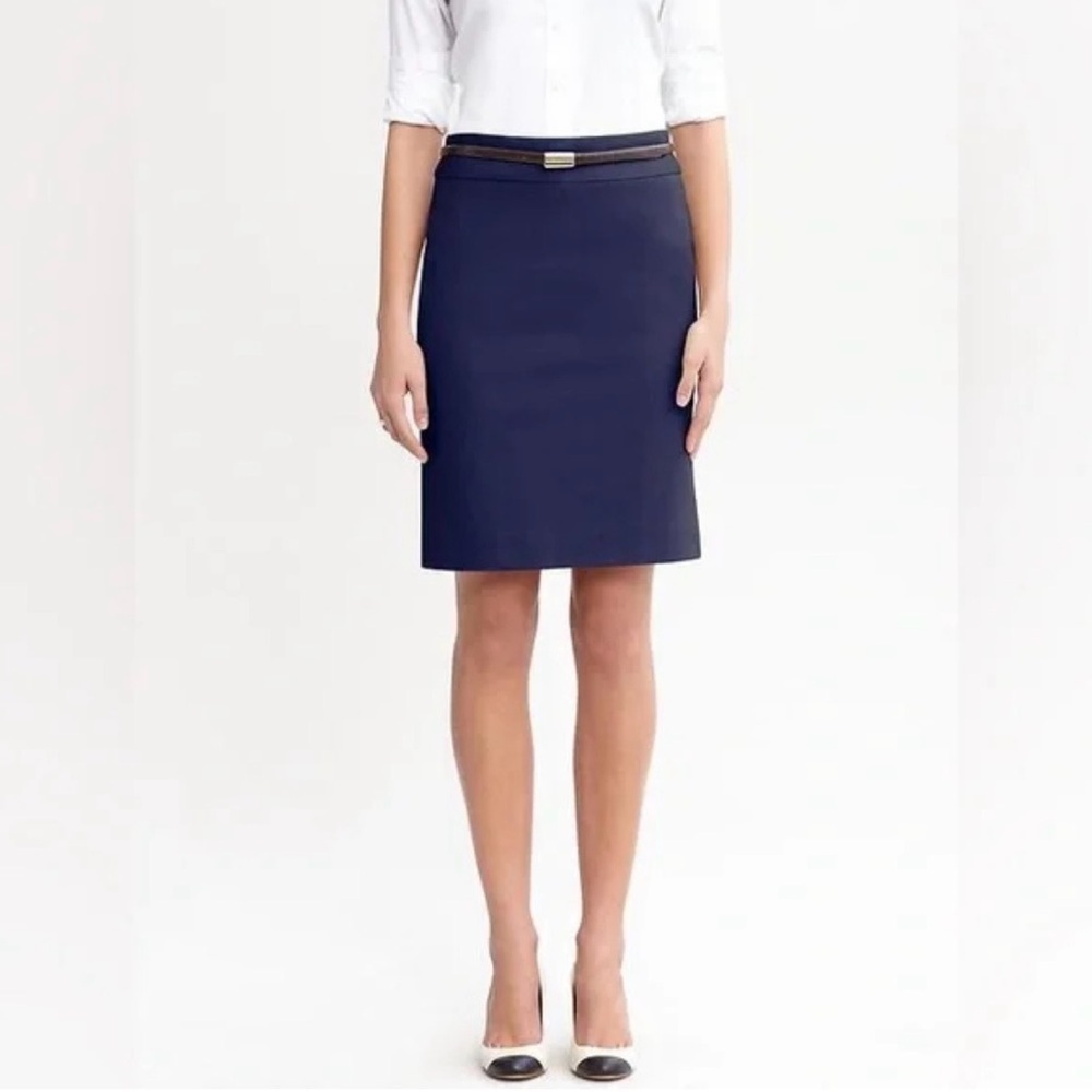 Banana Republic Navy Wool Blend Pencil Skirt Career Office Workwear Size 2